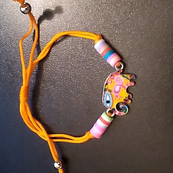 BBTO Gorgeous Elephant Bracelet w Orange Cording up to 10 inches - Picture 2 of 7